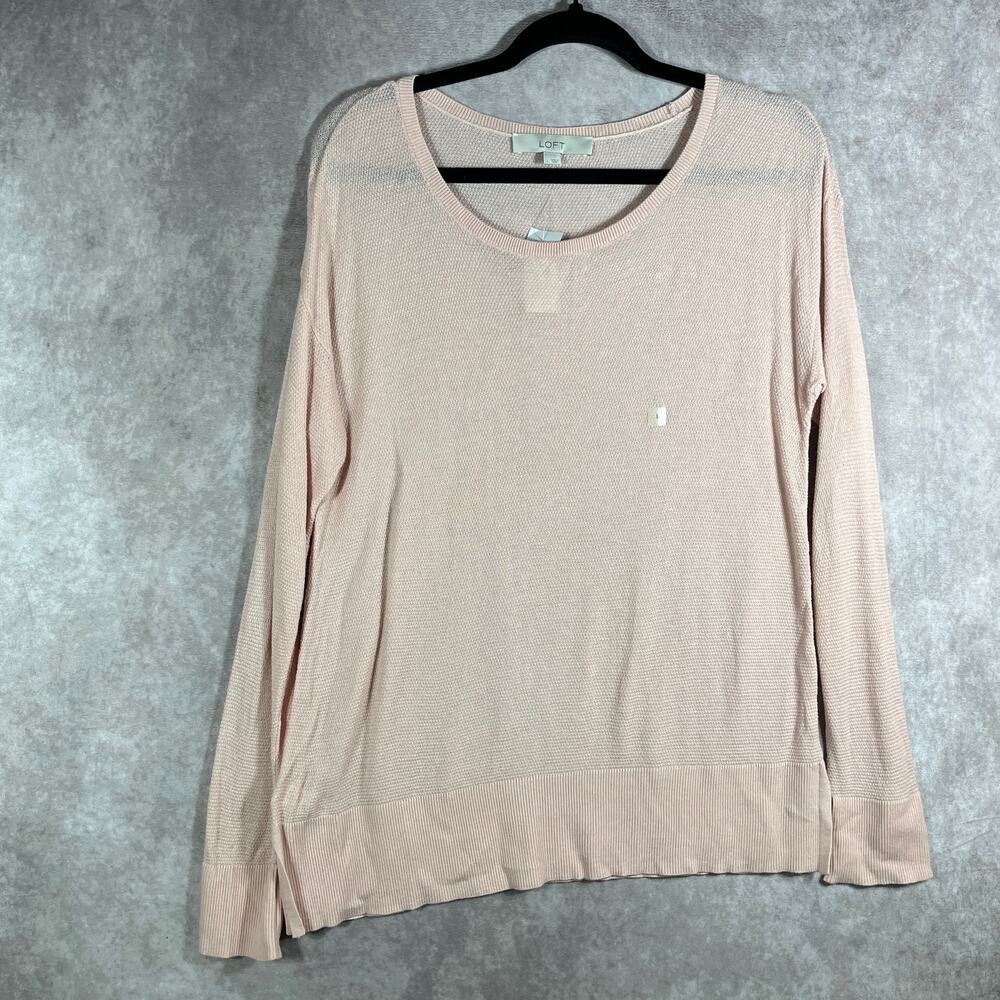 Ann Taylor LOFT Sweater Womens Large Pinkโ Knit Scoop Neck Lightweight NEW